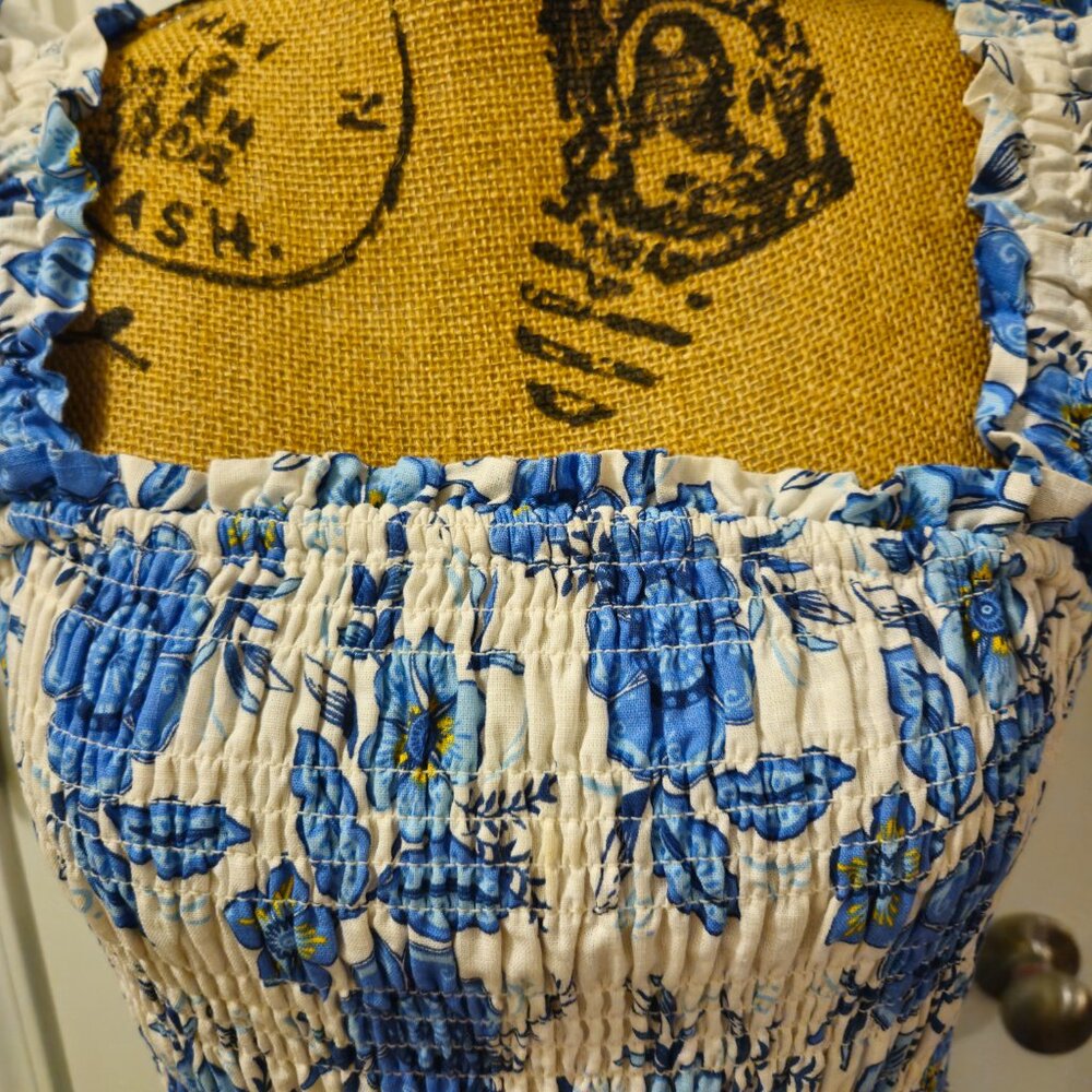 *SOLD*Haute Hippie Midi Blue Floral Dress Size 4 - Picture 6 of 13